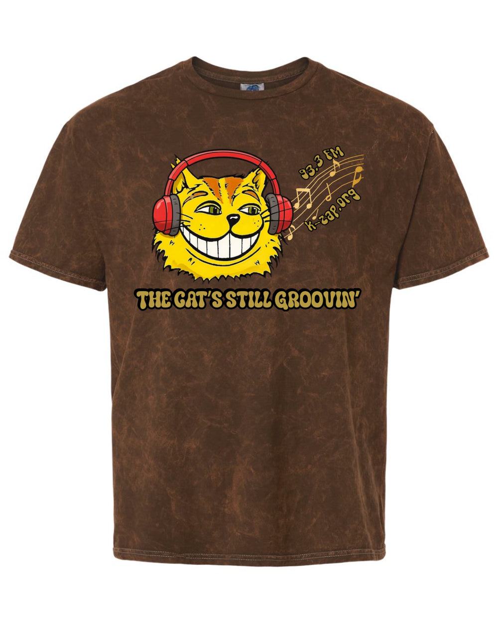 The Cat's Still Groovin' Mineral Washed T-shirt--In Green & Brown! - Large, Mineral Brown image