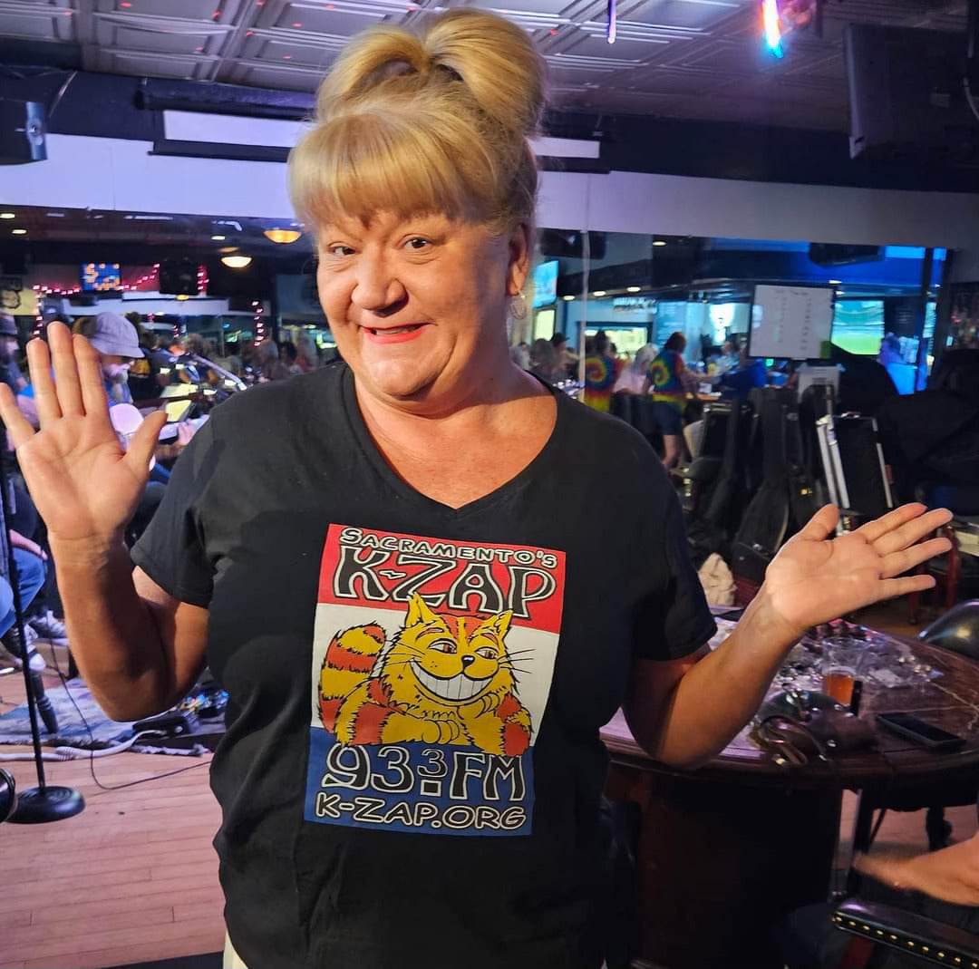 Sacramento's K-ZAP Cat's Back Ladies V-Neck Shirts In Black or White image 4