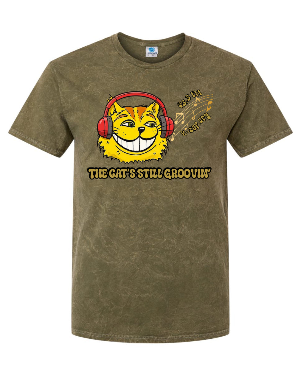 The Cat's Still Groovin' Mineral Washed T-shirt--In Green & Brown! - Medium, Mineral Green image