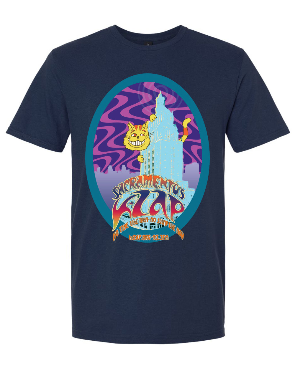 Sacramento's K-ZAP Then & Now T-Shirts--In Black & Navy! - Small, Navy image