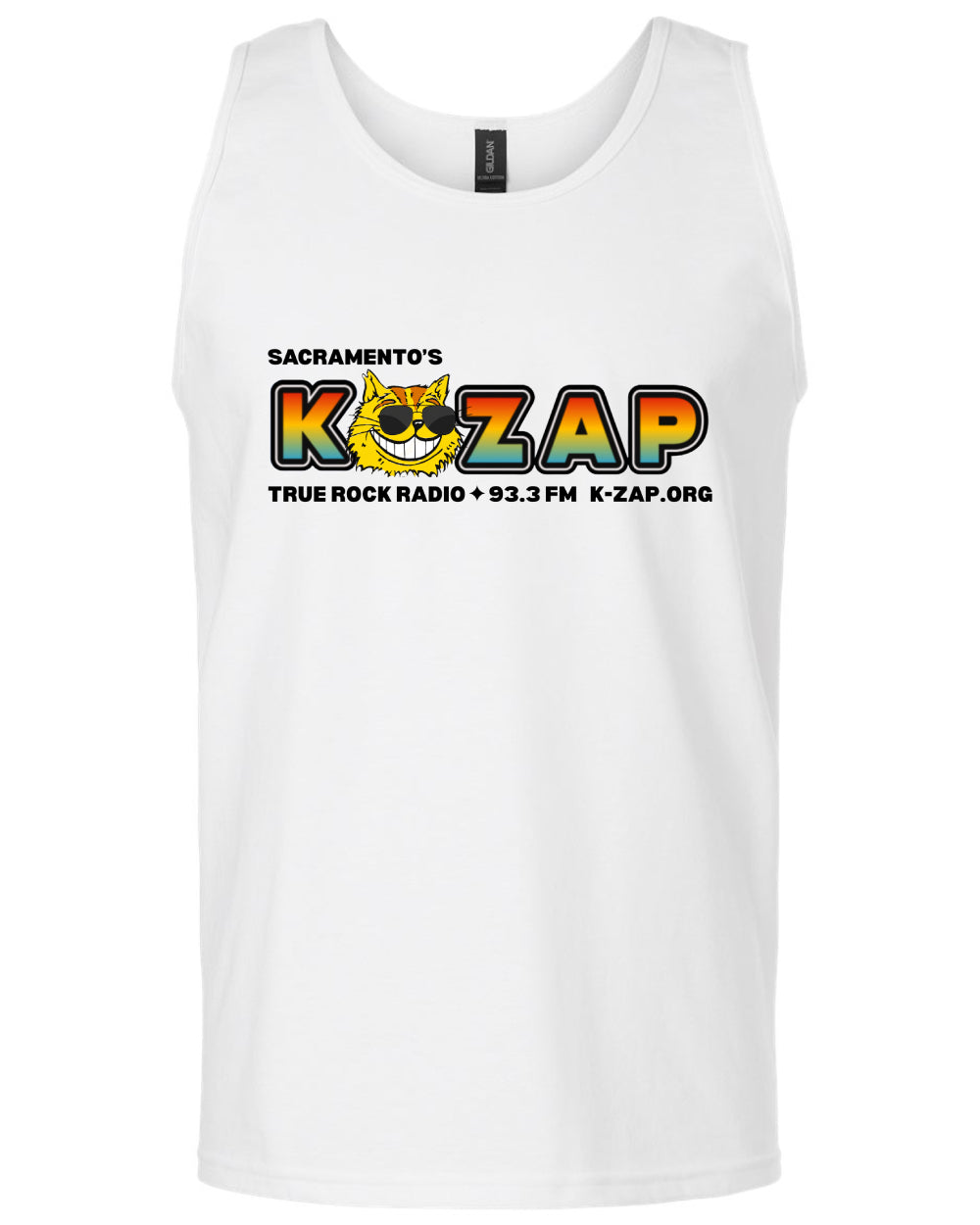 SACRAMENTO'S K-ZAP RETRO STICKER UNISEX TANKS--IN WHITE! - Medium, White image