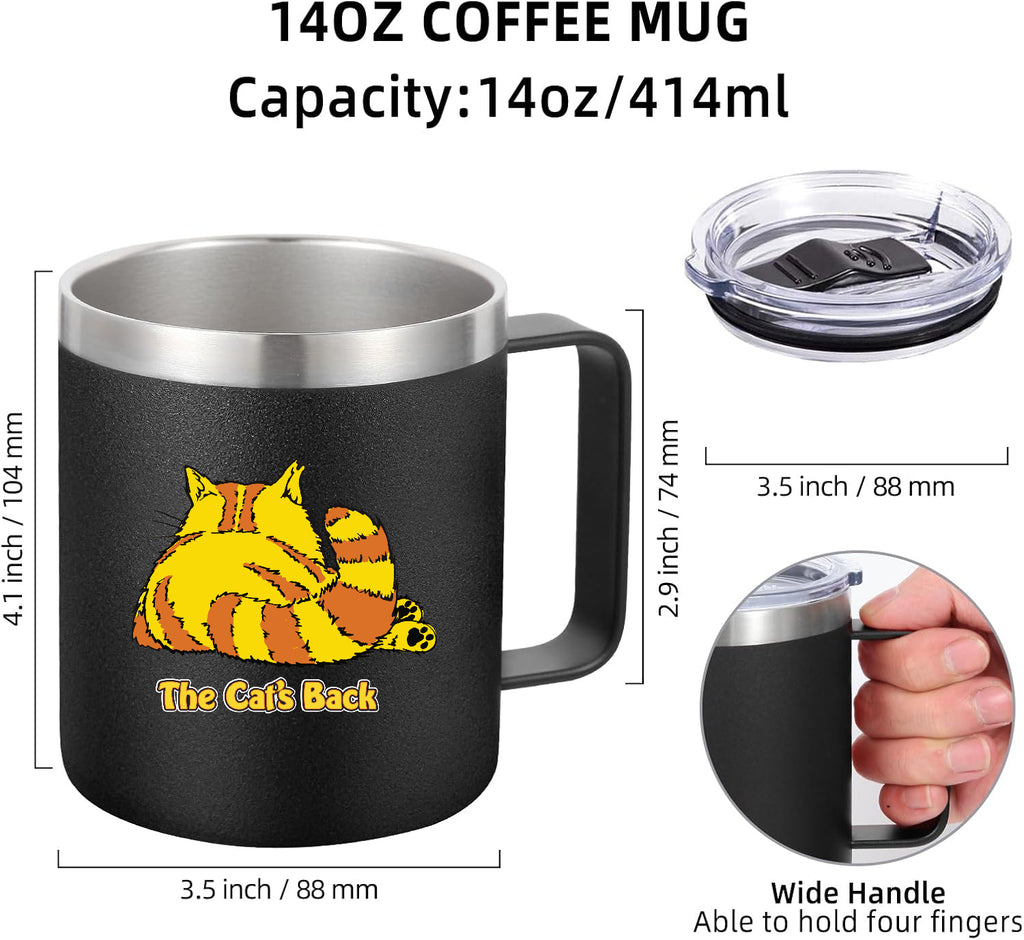 Cat's Back 14 ounce Insulated Travel Coffee Mugs--In Black! image 2