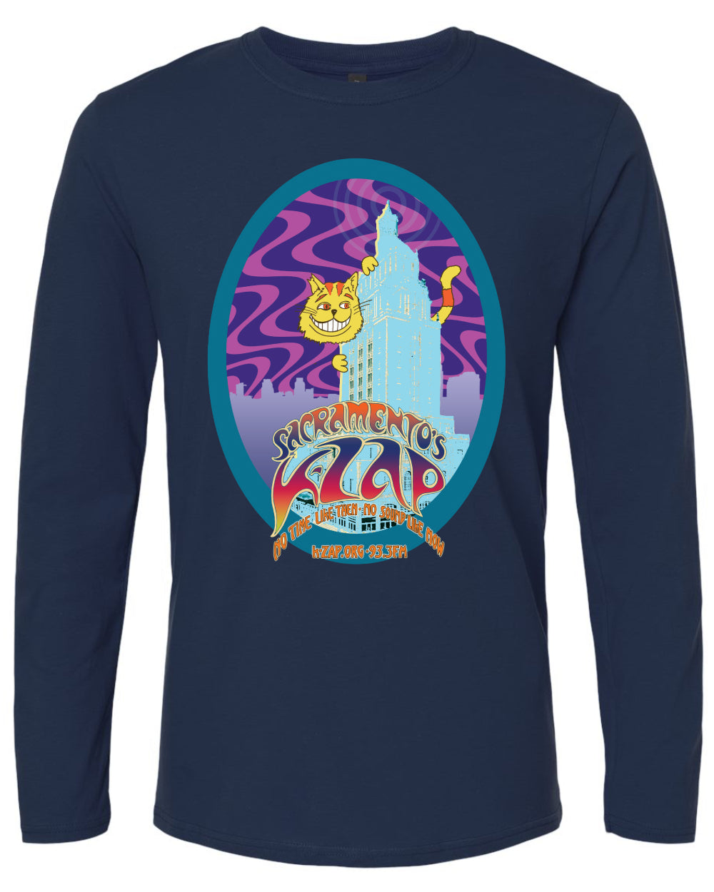Sacramento's K-ZAP Then & Now Long Sleeve Shirts--In Navy & Charcoal! - Small, Navy image